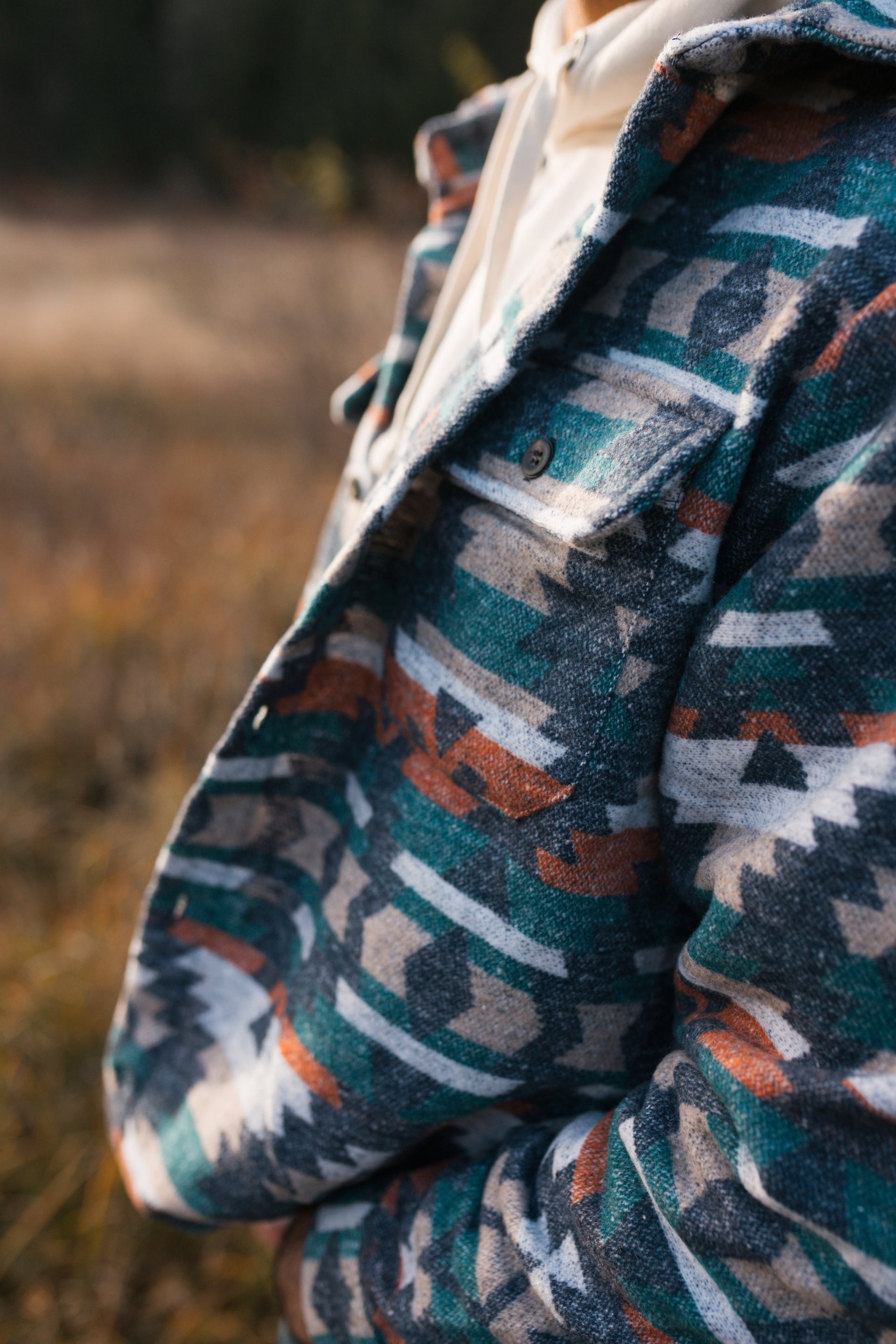 Mens/Unisex Aztec Jacket - Burnt Blue