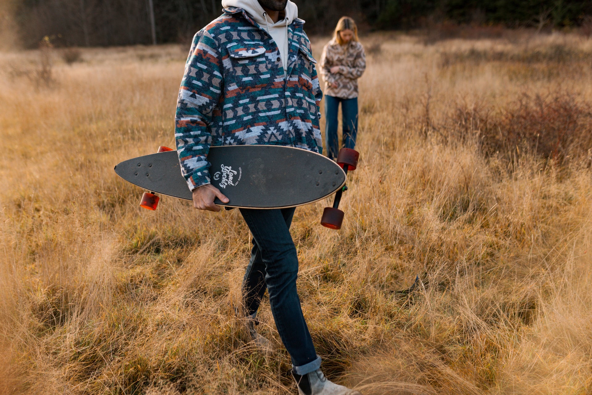 Mens/Unisex Aztec Jacket - Burnt Blue