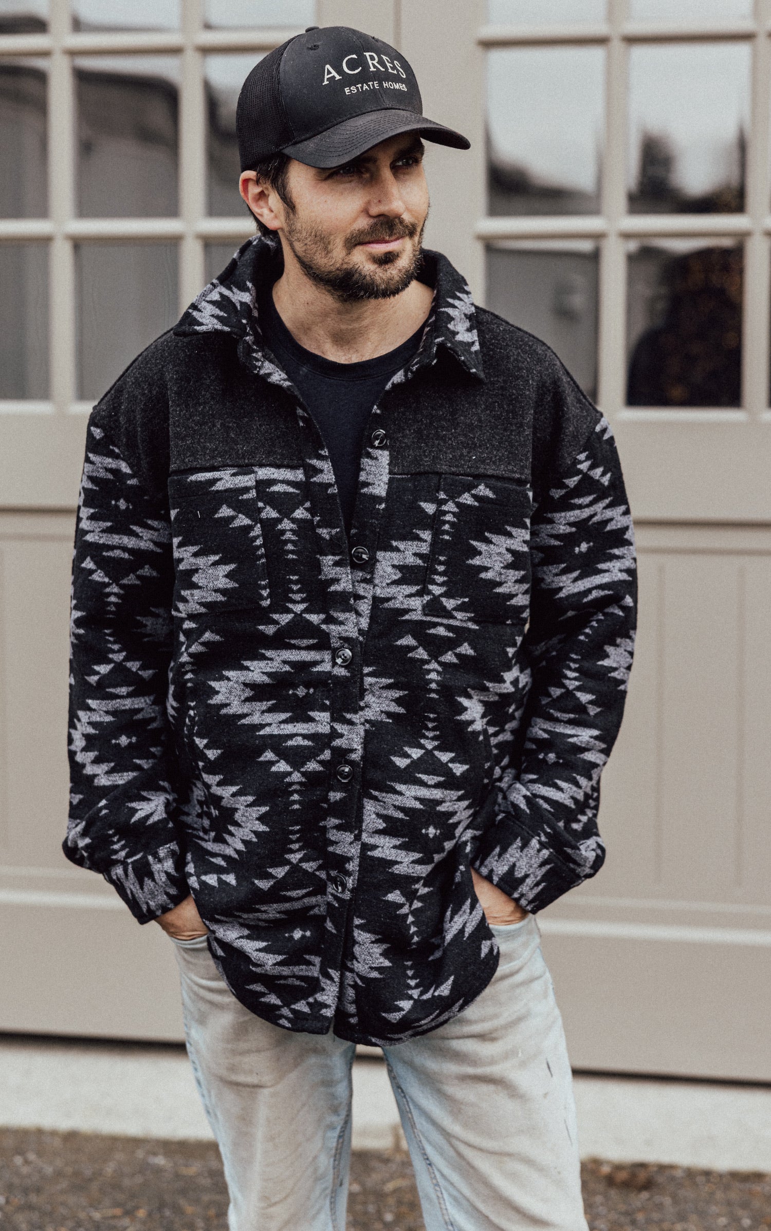 Unisex Aztec Jacket - Black + Grey