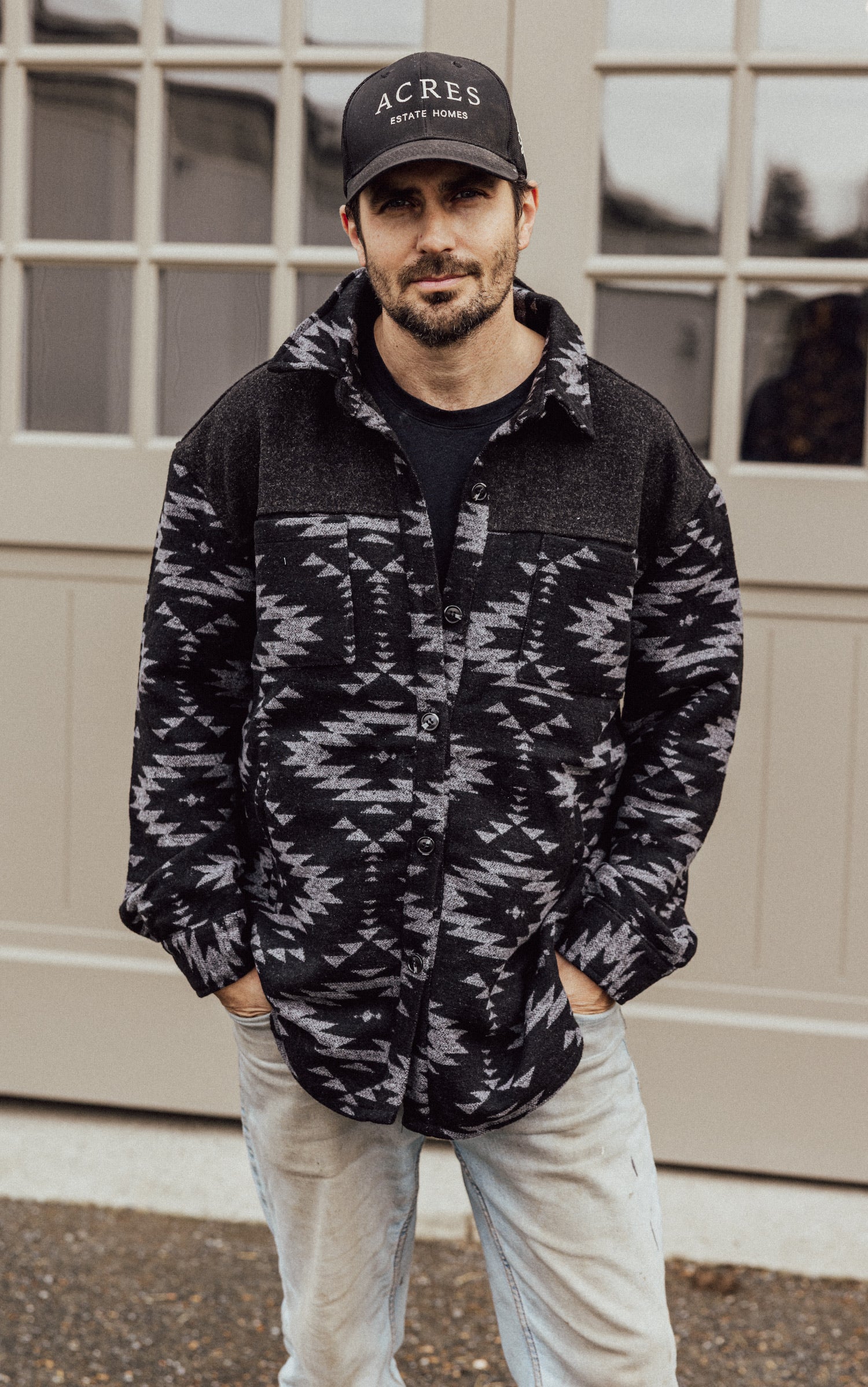 Unisex Aztec Jacket - Black + Grey