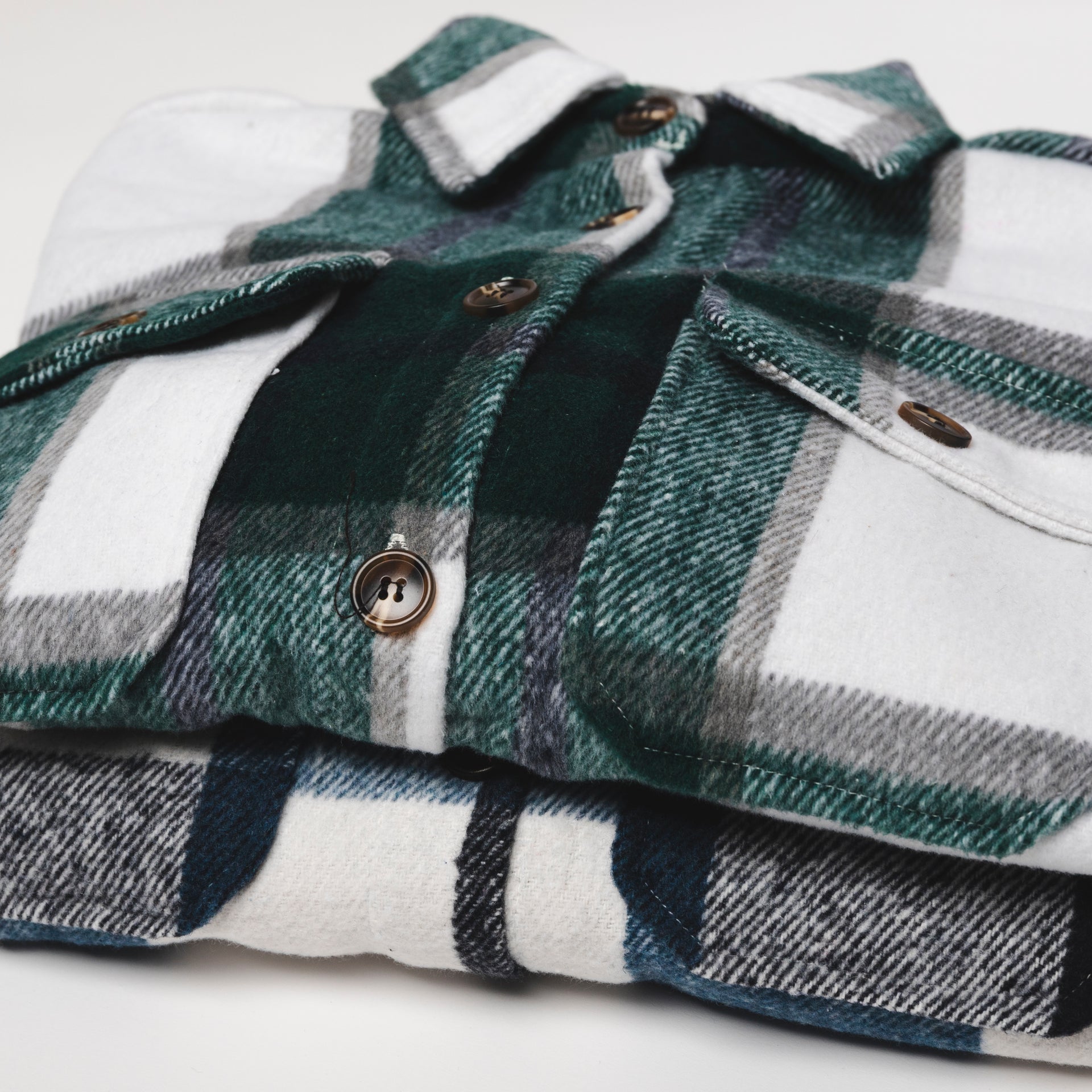 Ladies Green Plaid Shacket