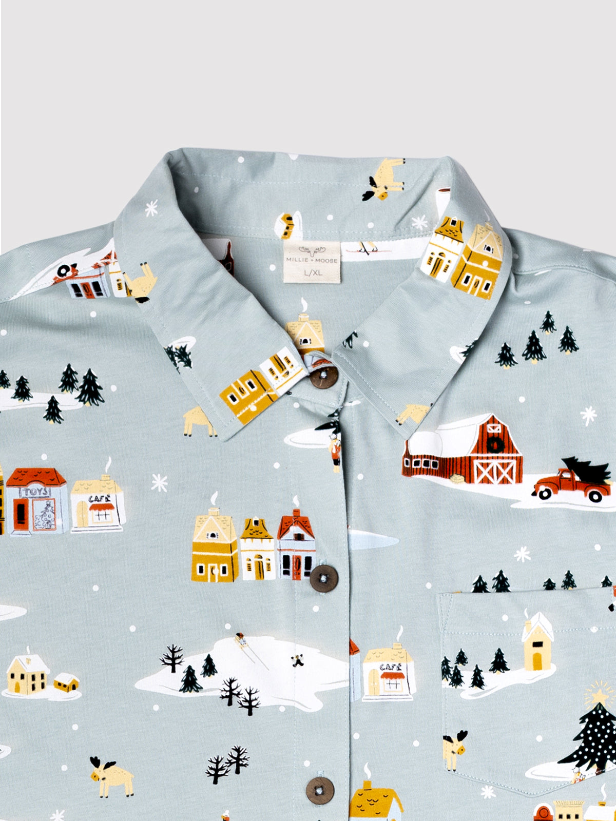 Christmas Scene Button Nightshirt