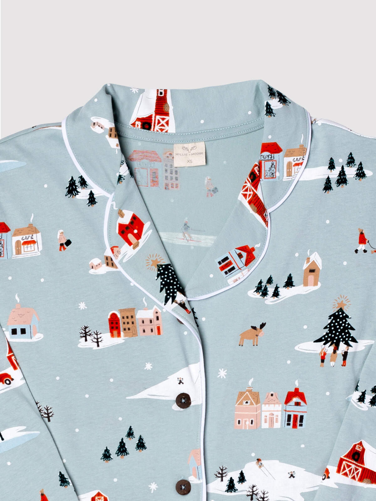 Christmas Scene Womens Pajama Shirt