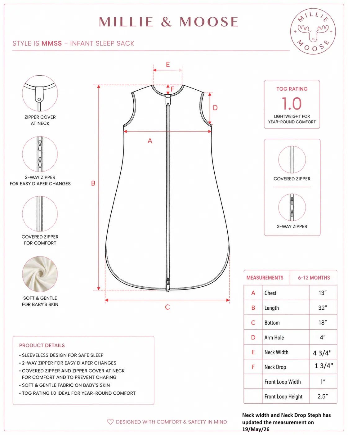Beary Bear Infant Sleepsack - Millie + Moose