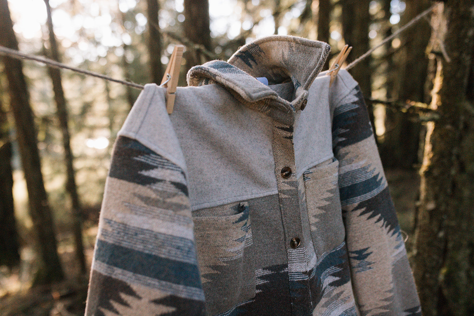 Unisex Aztec Jacket - Grey + Blue