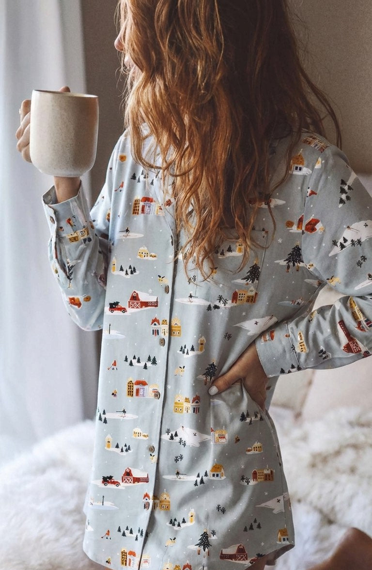 Winter Village Button Nightshirt